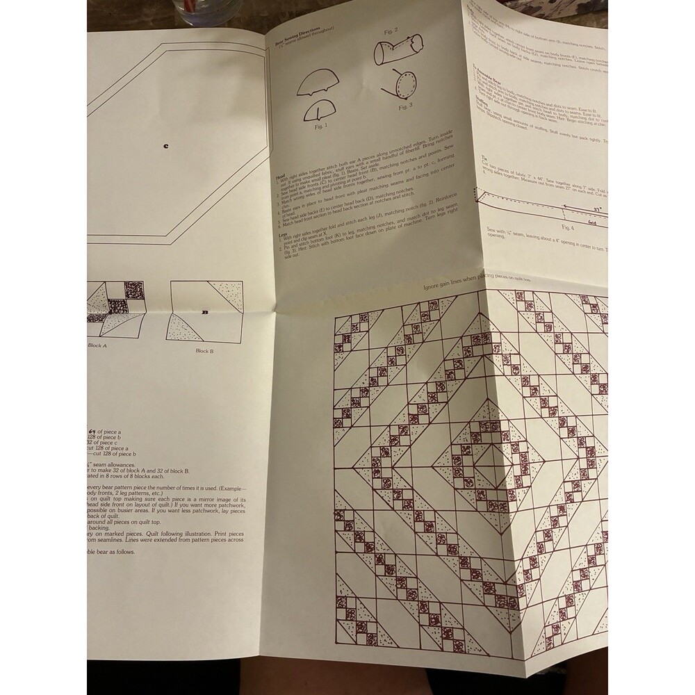 Dream Spinners Bittersweet Bear Pattern for 30” Bear Uncut Quilt, and Tea Dying - Picture 3 of 5